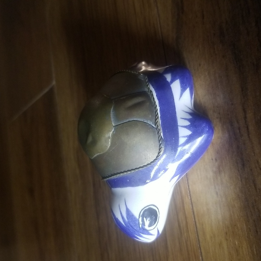 Vintage Mexican Pottery Tonala Turtle Figurine with Brass Turtle Shell